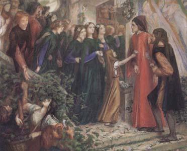 Dante Gabriel Rossetti Beatrice Meeting Dante at a Marriage Feast,Denies him her Salutation (mk28) oil painting image